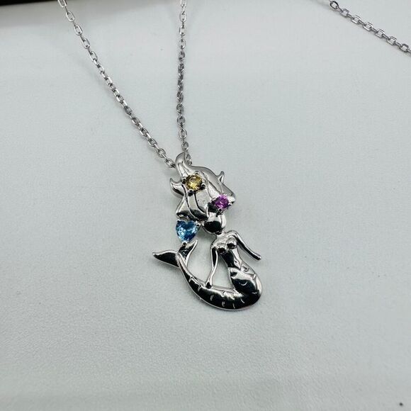 Mermaid Sterling Silver CZ Necklace - Picture 4 of 5